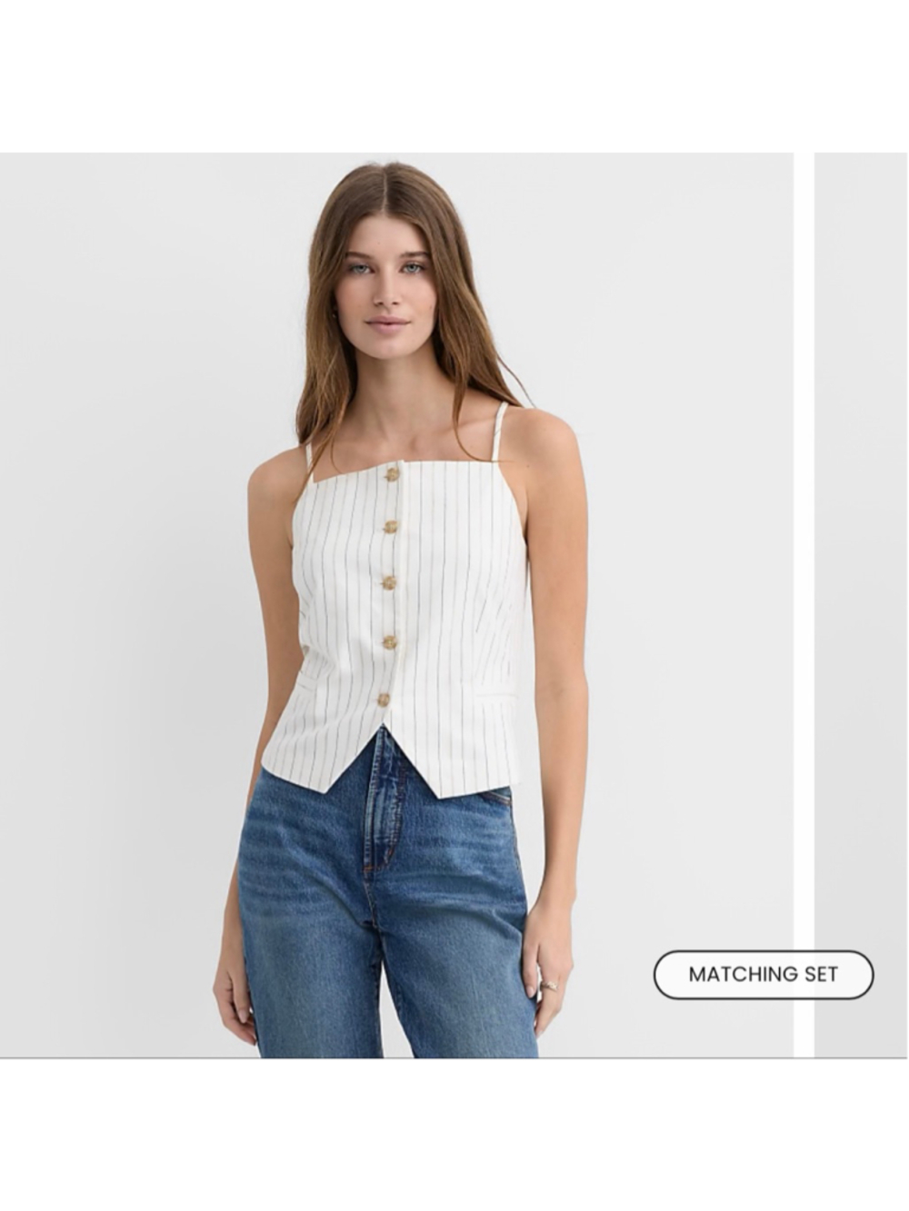 NEW with tags Women's LOFT White Black Pinstripe Button-Front Tank Top Size 00